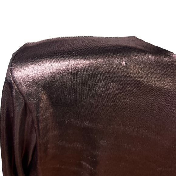 Cache Mini Dress Shiny Dark Purple Ruched V Neck Party Glam Shimmer Chic Size 4 - Picture 9 of 16